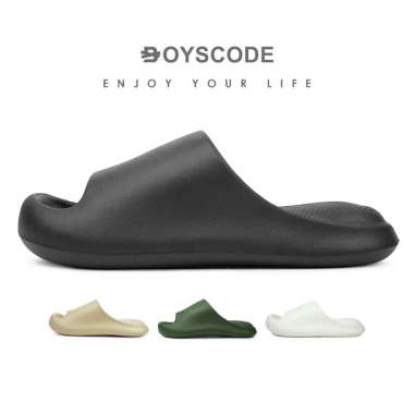 BOYSCODE Sandal Slip On Eva Wanita Dewasa KIMMY Hitam Black / Sendal Selop Cewek Kekinian Korean Sty