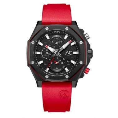 Jam Tangan Pria Alexandre Christie AC Collection Chronograph Original 100% Rubber Sport Silver-Black