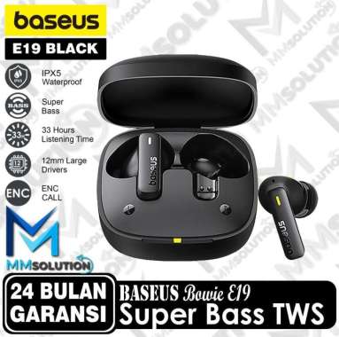 Baseus E19 Super Bass TWS ENC True Wireless Earbuds Earphone Cluster Black