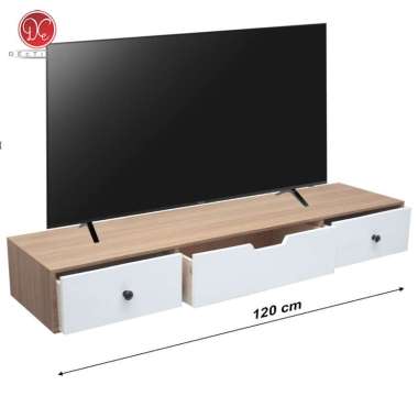 Dections Meja TV Gantung Minimalis 3 Laci Penyimpanan 120x30cm - Furniture Meja Nakas Kayu Modern Kr