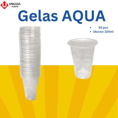 GELAS CUP PLASTIK AQUA 220ml ISI 50