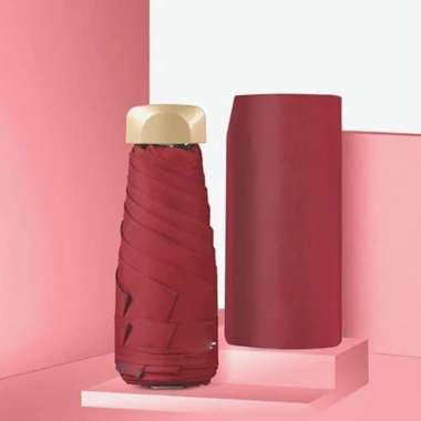Payung Lipat UPF 50 Anti UV Manual Polos Warna Warni Merah