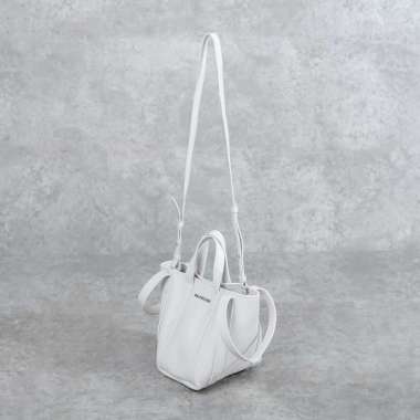 Tas BALENCIAGA ALL WHITE LEATHER BUCKET BAG WITH LS 100% ORIGINAL 17X12X21CM