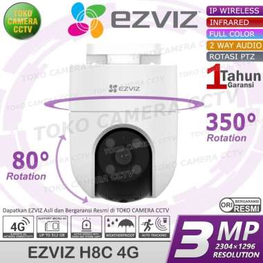 CCTV 4G PTZ EZVIZ H8C 2K KAMERA CCTV PINTAR BERSUARA BERWARNA MEMORI 256GB
