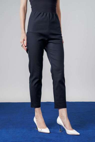 Benang Jarum - High Waist Ankle Pants - Navy M