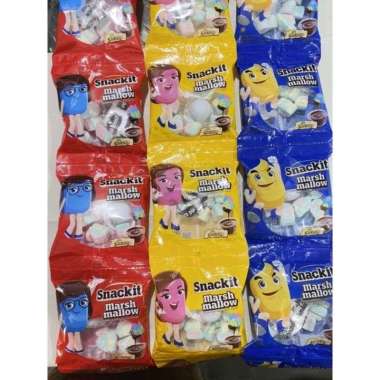 snackit marshmallow permen kapas coklat isi 10pcs Biru