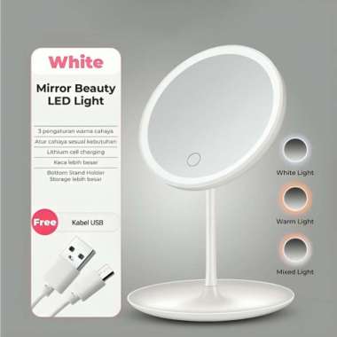 Cermin Makeup LED Touchscreen Rotasi 90 Derajat Cermin Meja Cermin Lampu Kaca Make Up Cermin Puith