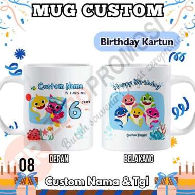 Mug Birthday Custom Kartun Lucu - Mug Ulang Tahun Birthday 8 Packing standar