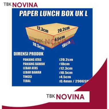 [50 PCS ] PAPER LUNCH BOX KRAFT PUTIH SIZE M & L KRAFT L