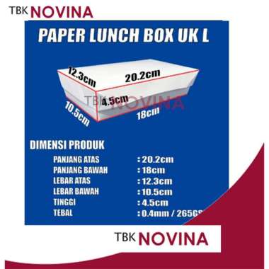 [50 PCS ] PAPER LUNCH BOX KRAFT PUTIH SIZE M & L PUTIH L