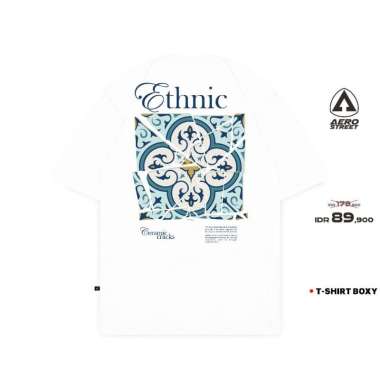 Aerostreet T Shirt Boxy Ethnic Putih - Kaos T Shirt FBDAA L