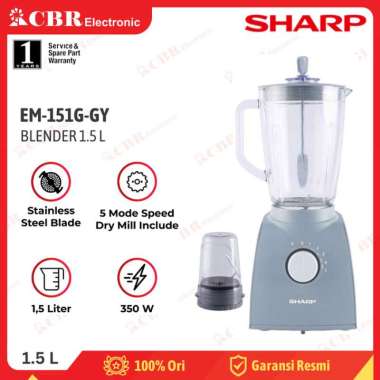 Blender SHARP EM-151G-GY (1.5L / Kaca / Dry Mill)