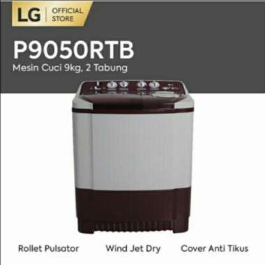 LG P9050RTB Mesin Cuci Washine Machine 2 Tabung Twin Tube 9 kg P9050 RTB - Khusus jabotabek
