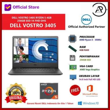 DELL VOSTRO 3405-RYZEN 5-4GB-256GB SSD-14 FHD-WIN 10+OHS/1Y
