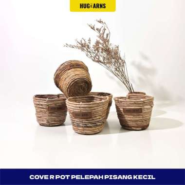 HUGeARNS - Cover Pot Pelepah Pisang Kecil Anyaman Aesthetic / Cover Pot Anyaman / Cover Pot Anyaman 