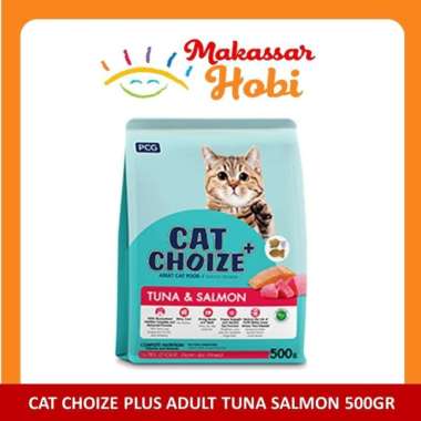 cat choize kitten+ & cat choize adult+ salmon dan tuna | catfood kitten 450gr