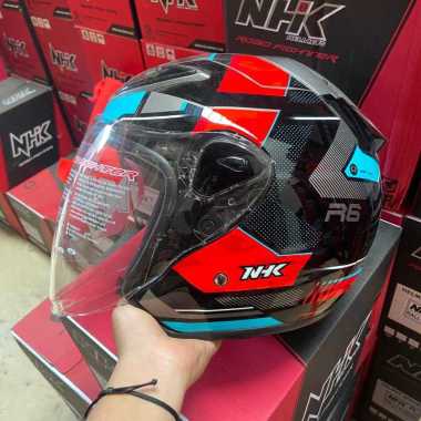 HELM NHK HALF FACE HELM NHK R6 ANEKA MOTIF ELLIES BLACK RED XL