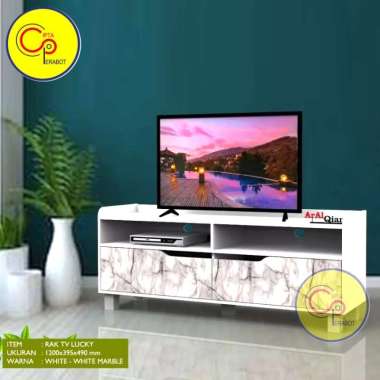Rak TV Bopet TV Minimalis Lucky White Marmer TV Cabinet marble
