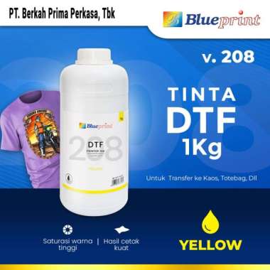 Tinta DTF / DTF Ink Blueprint V.208 CMYK 1 Kg Untuk Transfer ke Kaos, Totebag, dan Kain Kuning