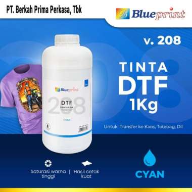 Tinta DTF / DTF Ink Blueprint V.208 CMYK 1 Kg Untuk Transfer ke Kaos, Totebag, dan Kain Biru
