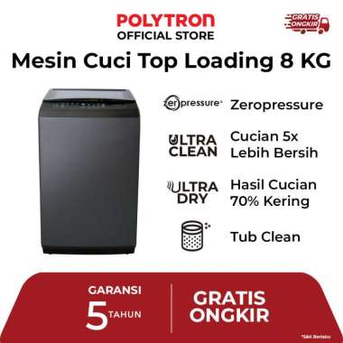 POLYTRON Mesin Cuci 1 Tabung Zeromatic Series Hijab 8 Kg - PAW 8029TY