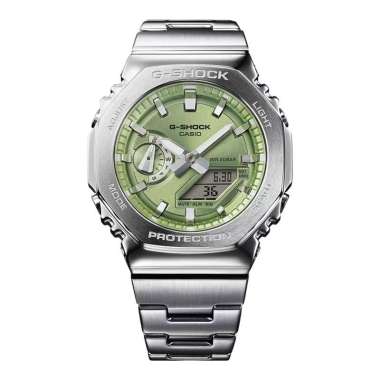 Jam Tangan Pria Casio G-Shock GM-2110D-3ADR G-Steel CasiOak Green Dial Stainless Steel Band Multicol