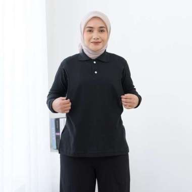 Poloshirt Nursingwear Menyusui Lacoste CVC XL PANJANG Hitam