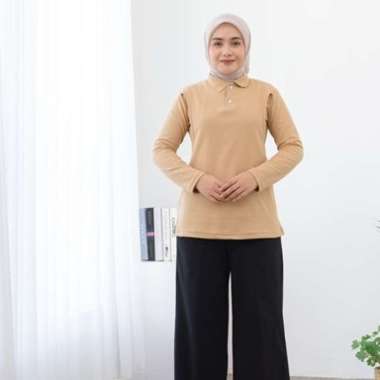 Poloshirt Nursingwear Menyusui Lacoste CVC XL PANJANG Beige