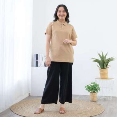 Poloshirt Nursingwear Menyusui Lacoste CVC XL PENDEK Beige