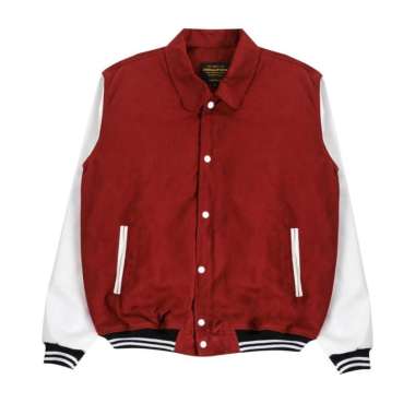JAKET PRIA - ETERNALWORKS MAROON COLLAR VARSITY JACKET - JAKET VARSITY S