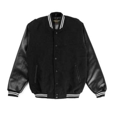 JAKET PRIA - ETERNALWORKS VARSITY JACKET BLACK ON BLACK JAKET VARSITY M