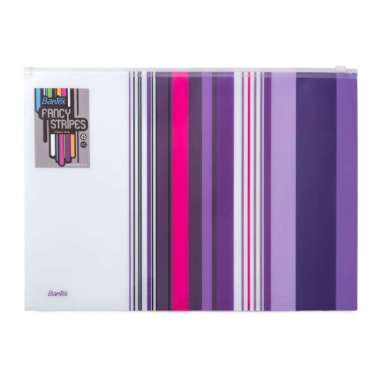 Bantex Zipper Bag Fancy Stripes /Tas Penyimpanan Dokumen Berkas File Ukuran Folio/F4 Lilac