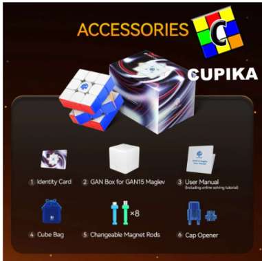 Rubik 3x3 Gan 15 Maglev Uv Coated 3x3 Original Magnetic magnetik stickerless 10th Anniversary 10 Tah