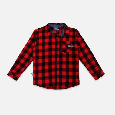 Shirt/ Kemeja Lengan Panjang Red Black/ Donald Duck Label Basic 6 tahun