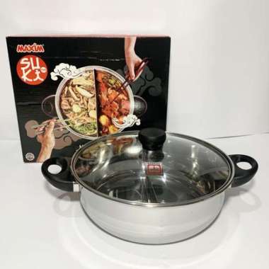 Panci Shabu sekat 2 /Suki pan Maxim / panci Shabu Shabu 26cm stainless Panci Suki SS P184