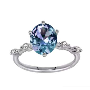 Classic Oval Alexandrite Ring - Cincin 1 carat lapis emas Alexandrite s925 by Her Jewellery