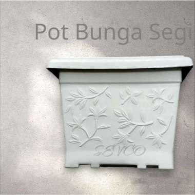 POT BUNGA PUTIH SEGI 930 GM / POT BUNGA KOTAK