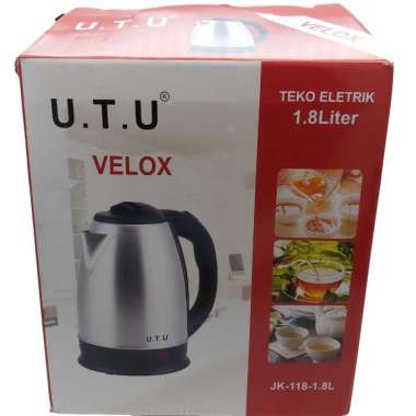 Teko Ceret Listrik Hotel UTU VELOX JK-118 Stainless Steel 1,8 Liter (merek RANDOM)