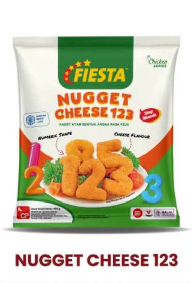 FIESTA CHICKEN NUGGET CHEESE 123 400GR NAGET AYAM KEJU BENTUK ANGKA