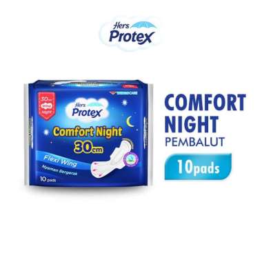 HERS PROTEX COMFORT NIGHT 30CM FLEXI WING 10PADS