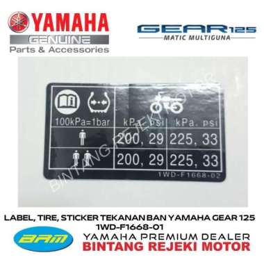 LABEL, TIRE, STICKER TEKANAN BAN YAMAHA GEAR 125 1WD-F1668-01