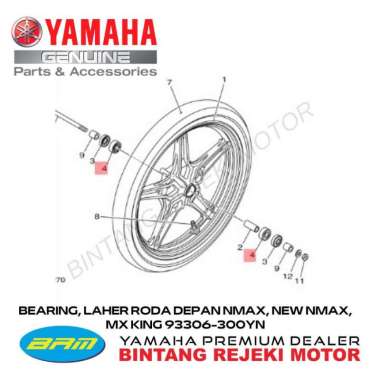 BEARING, LAHER RODA DEPAN NMAX, NEW NMAX, MX KING 93306-300YN