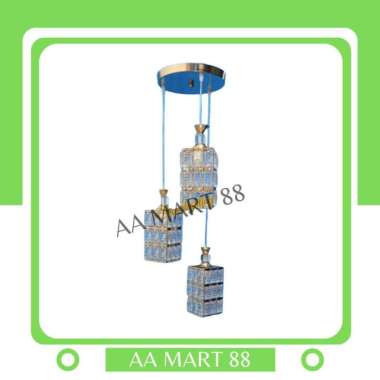 Lampu Gantung Minimalis Turun 3 Kristal