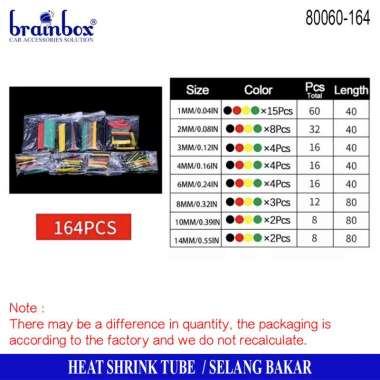 Heat Shrink Tube Wire Insulator Selang Bakar Selongsong Kabel Selang Isolasi Bakar 164 Pcs