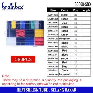 Heat Shrink Tube Wire Insulator Selang Bakar Selongsong Kabel Selang Isolasi Bakar 580 Pcs