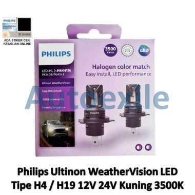 Philips Ultinon LED H4 H19 Access 6000K Putih / Weather 3500K Kuning H4 H19 Kuning