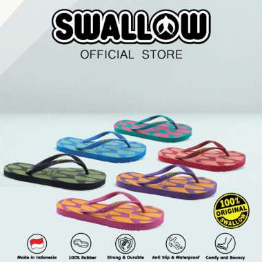Swallow Sandal Jepit Ruby - Sendal Karet Dewasa Wanita Anti Selip Red uk 9,5