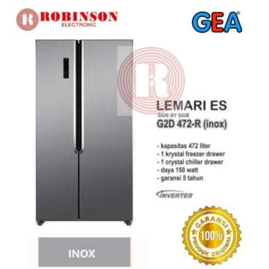 GEA KULKAS SIDE BY SIDE INVERTER G2D-472 INOX (MEDAN)