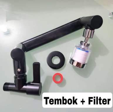 kran wastafel cuci piring fleksibel + filter kran air Rotasi 360 JH TEMBOK + FILTER