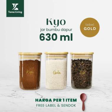 TAMA LIVING Kyo Jar Bumbu Dapur Gula Kopi Teh 630 ml Label Gold Tempat Bumbu Toples Bumbu Dapur Jar 